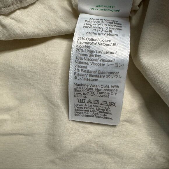 J Crew High Rise Patch Pocket Wide Leg Natural Pant Size 35 Linen Blend Stretch - Picture 4 of 11